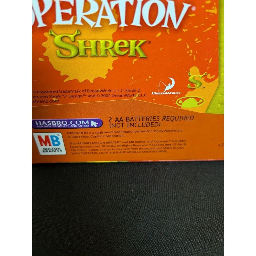 2004 Shrek Operation Game by Milton Bradley Complete and Working Good Condition